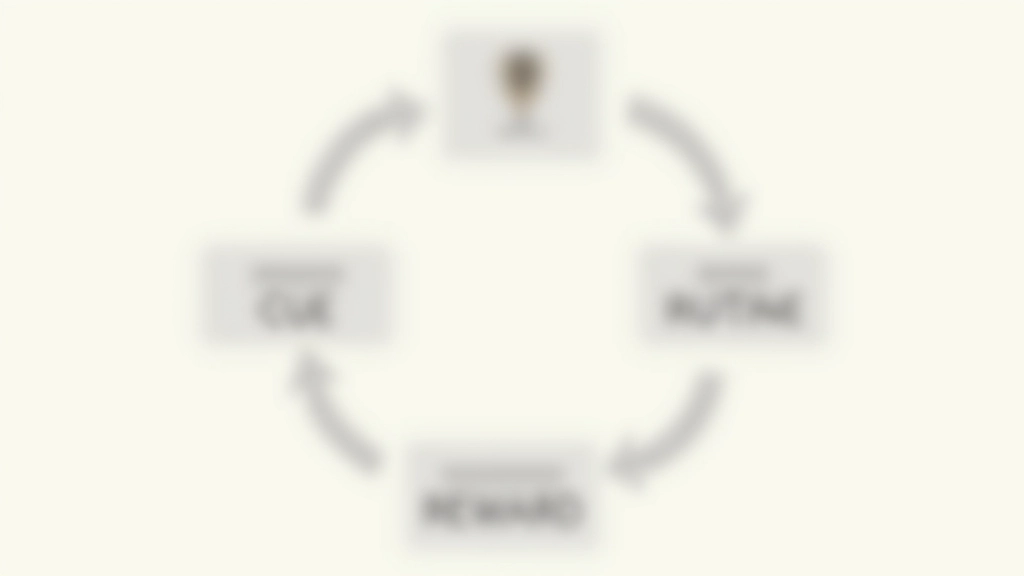 Diagram showing the three stages of habit formation with cue, routine, and reward labeled