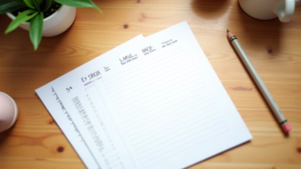 Colorful habit tracking sheet with weekly grid layout and measurement columns visible