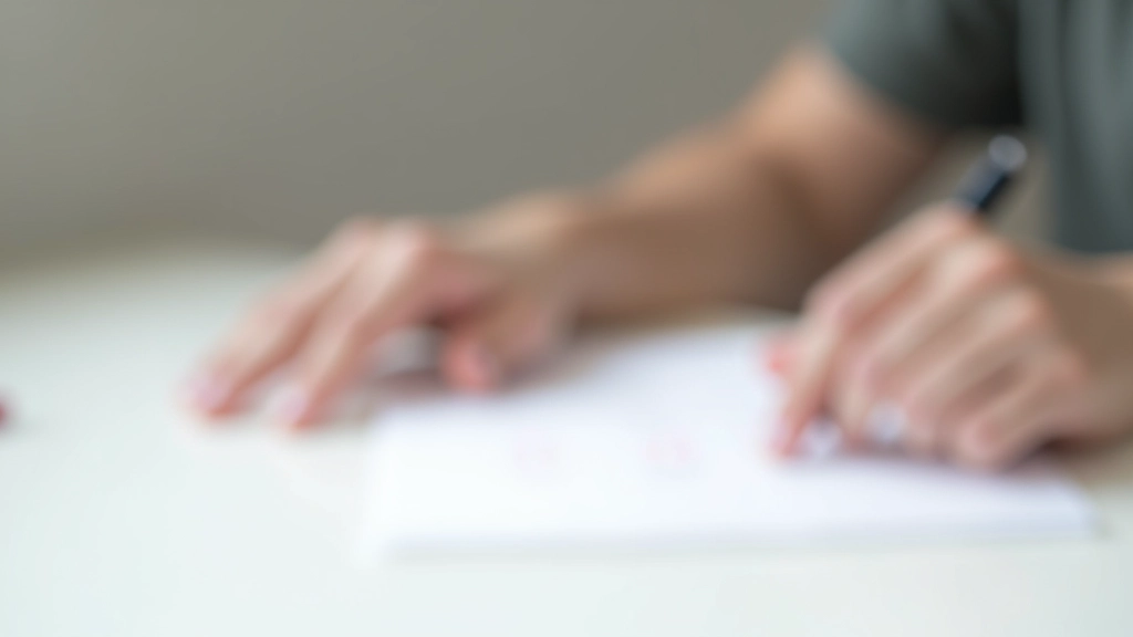 Close-up of person marking a habit tracker with checkmarks, showing completed weekly grid with blue pen
