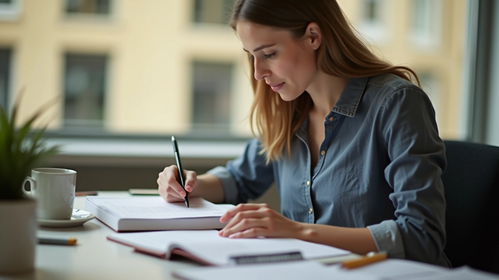 Person reviewing daily habit tracking journal with detailed entries and progress notes